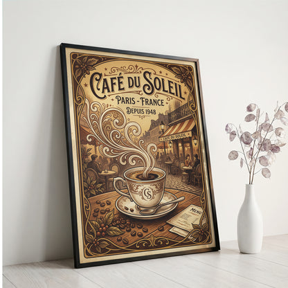 Paris Cafe Vintage Art Nouveau Travel Poster Wall Art Print