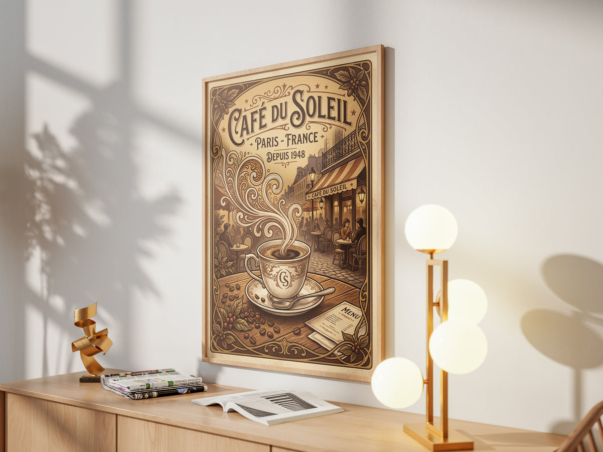 Paris Cafe Vintage Art Nouveau Travel Poster Wall Art Print