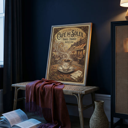 Paris Cafe Vintage Art Nouveau Travel Poster Wall Art Print