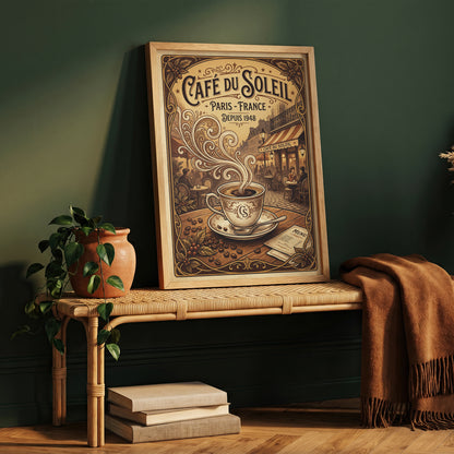 Paris Cafe Vintage Art Nouveau Travel Poster Wall Art Print