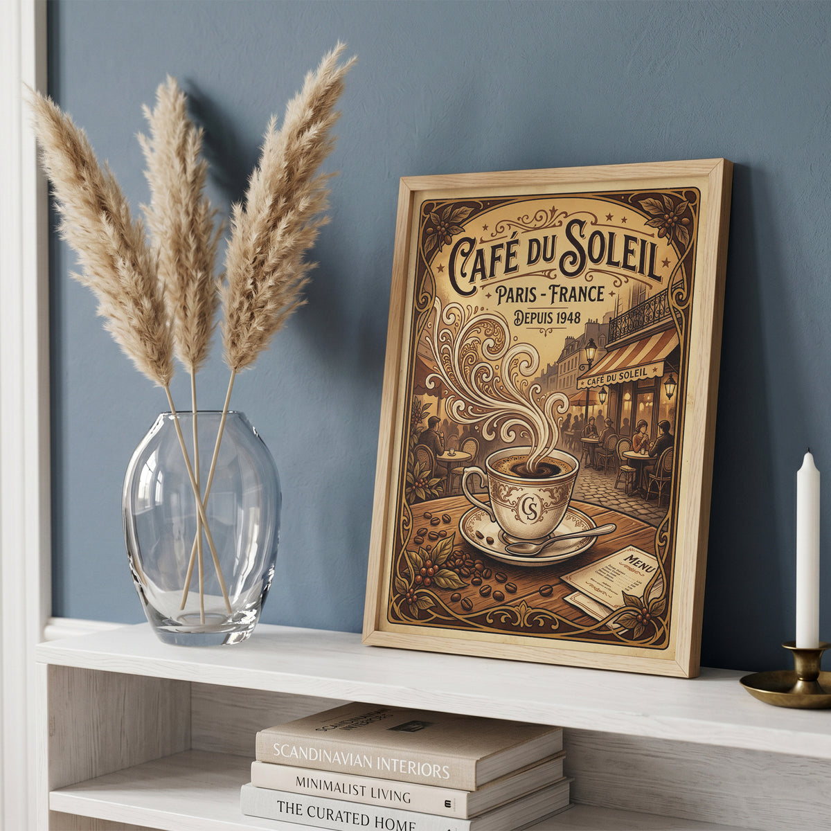Paris Cafe Vintage Art Nouveau Travel Poster Wall Art Print