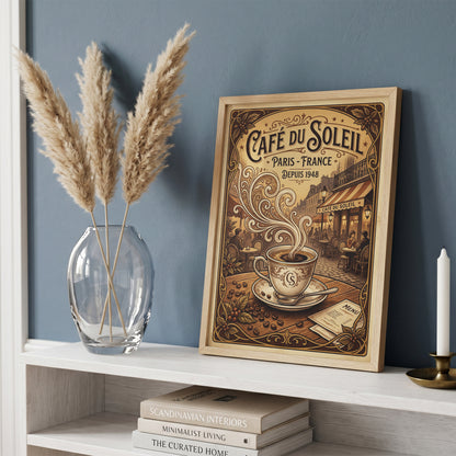 Paris Cafe Vintage Art Nouveau Travel Poster Wall Art Print