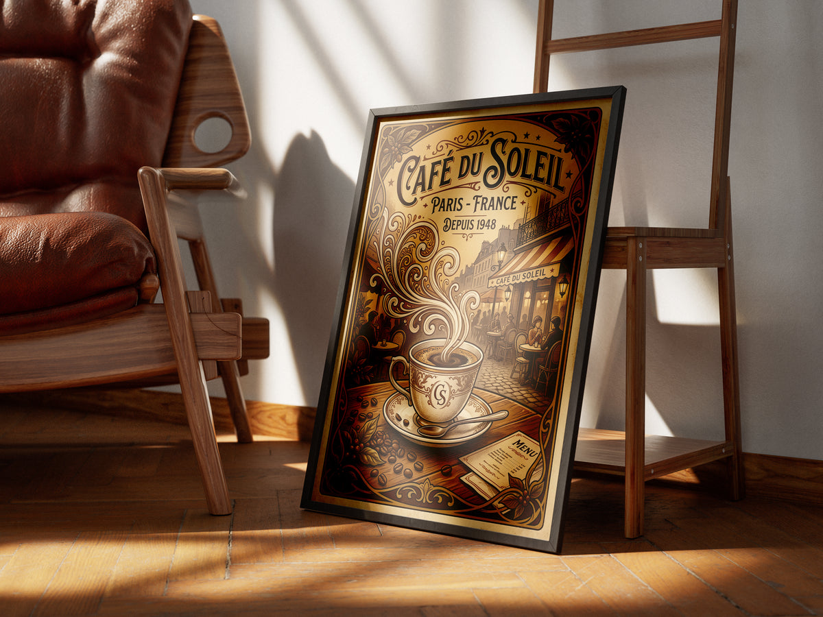 Paris Cafe Vintage Art Nouveau Travel Poster Wall Art Print
