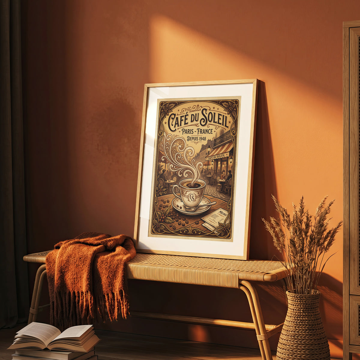 Paris Cafe Vintage Art Nouveau Travel Poster Wall Art Print
