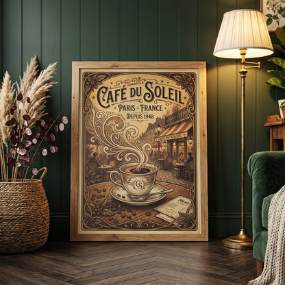 Paris Cafe Vintage Art Nouveau Travel Poster Wall Art Print
