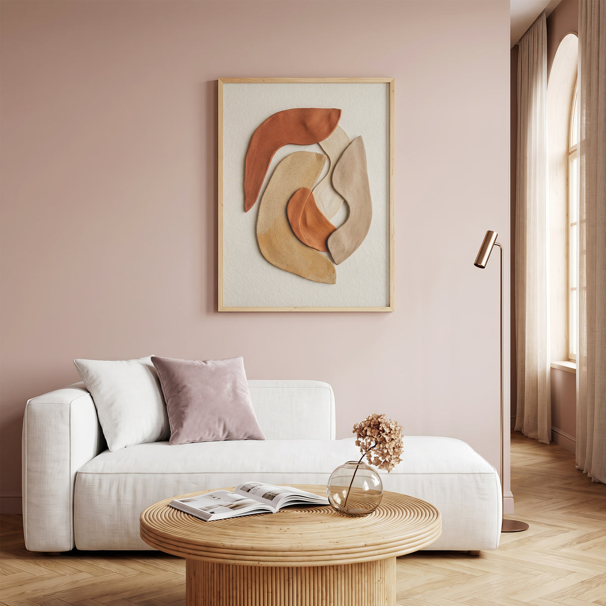 Terracotta Ceramic Shapes Wall Art | Minimalist Abstract Earth Tone Print