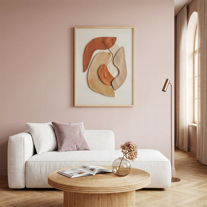 Terracotta Ceramic Shapes Wall Art | Minimalist Abstract Earth Tone Print