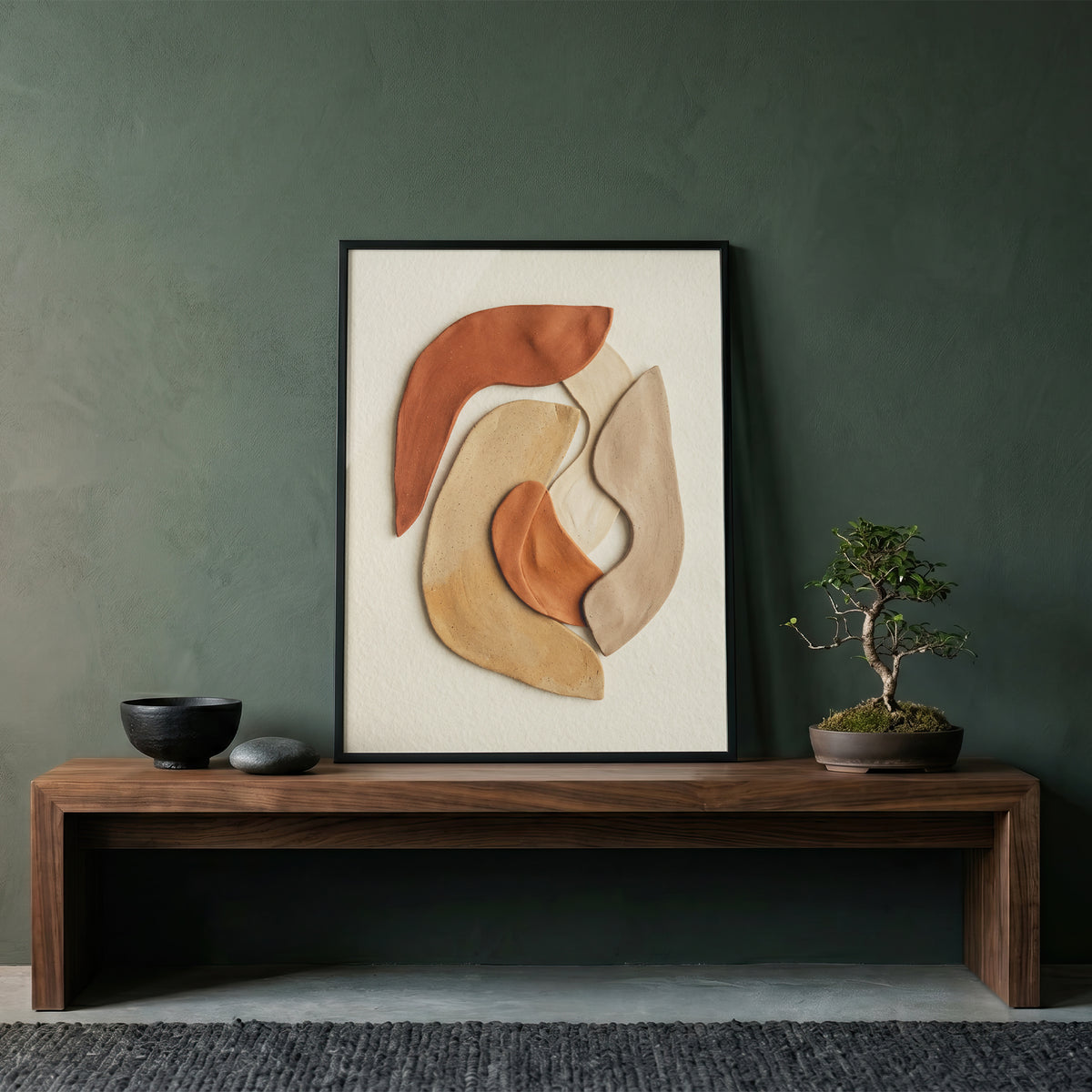 Terracotta Ceramic Shapes Wall Art | Minimalist Abstract Earth Tone Print