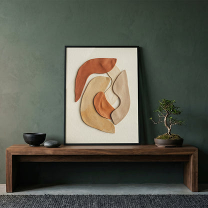 Terracotta Ceramic Shapes Wall Art | Minimalist Abstract Earth Tone Print