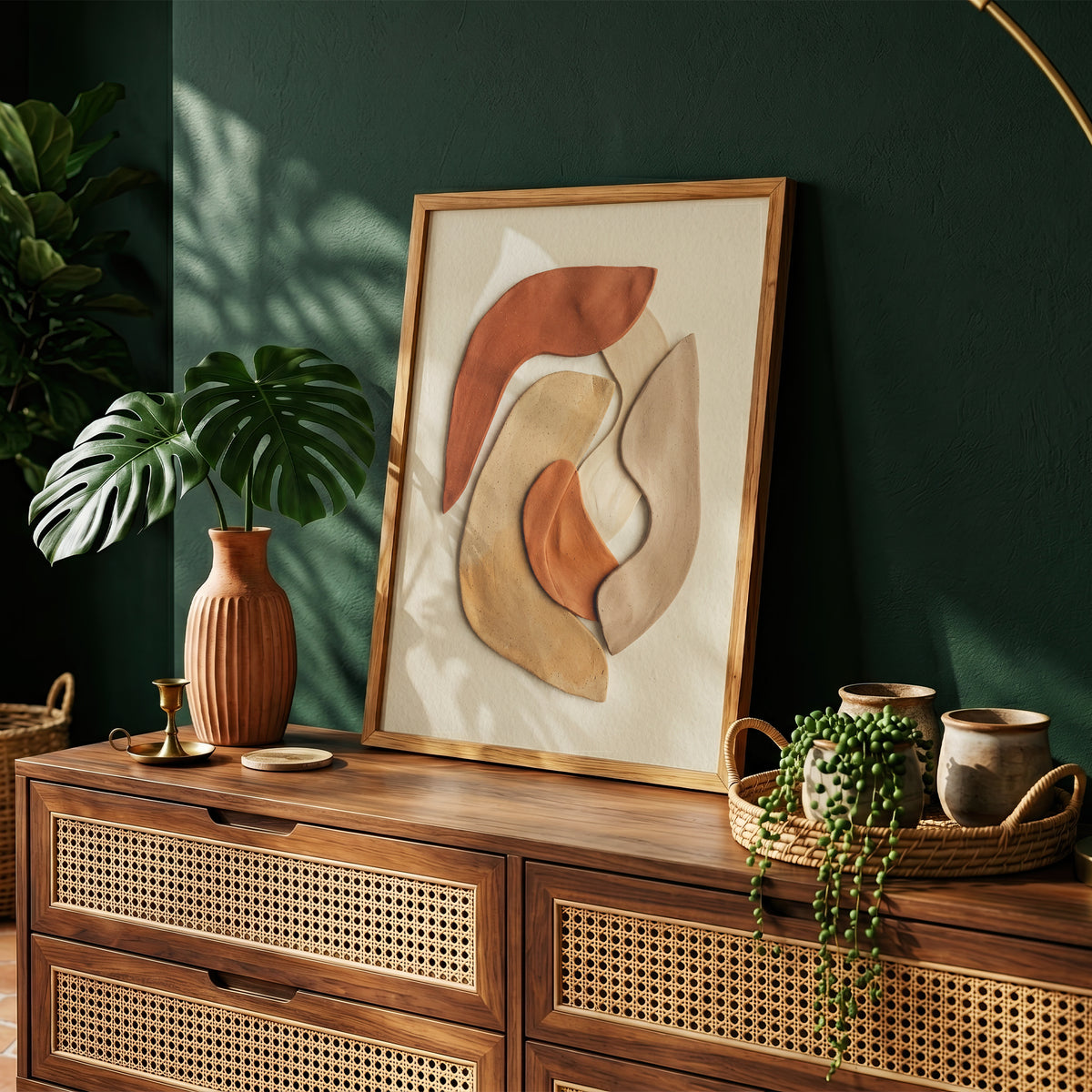 Terracotta Ceramic Shapes Wall Art | Minimalist Abstract Earth Tone Print