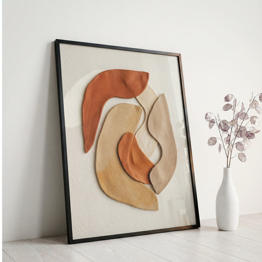 Terracotta Ceramic Shapes Wall Art | Minimalist Abstract Earth Tone Print