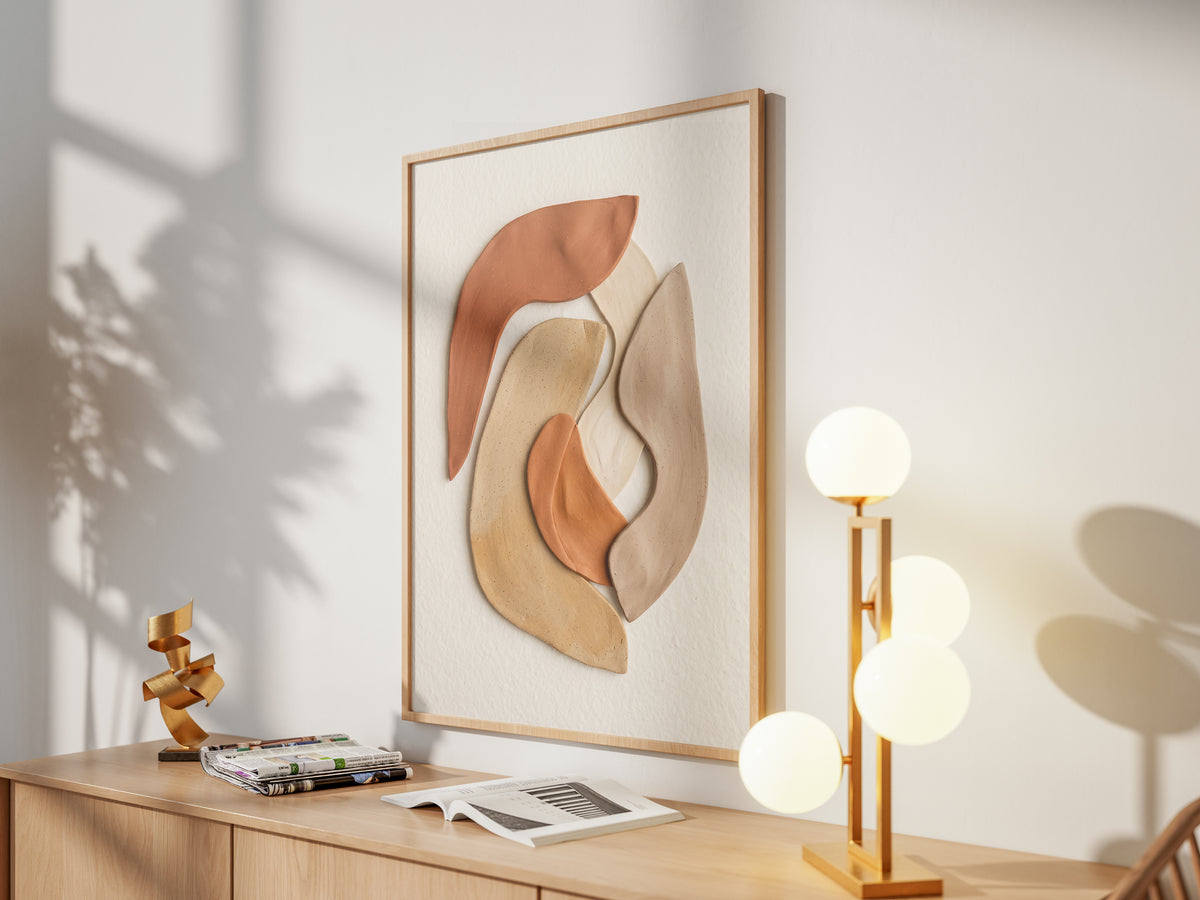 Terracotta Ceramic Shapes Wall Art | Minimalist Abstract Earth Tone Print