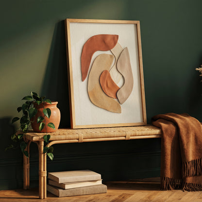 Terracotta Ceramic Shapes Wall Art | Minimalist Abstract Earth Tone Print