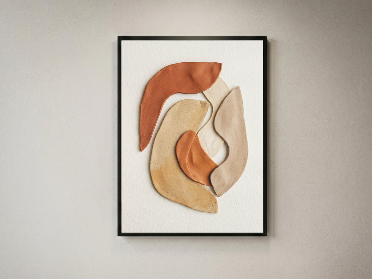 Terracotta Ceramic Shapes Wall Art | Minimalist Abstract Earth Tone Print