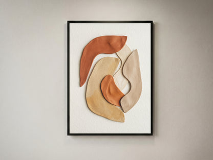 Terracotta Ceramic Shapes Wall Art | Minimalist Abstract Earth Tone Print