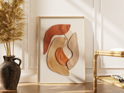 Terracotta Ceramic Shapes Wall Art | Minimalist Abstract Earth Tone Print