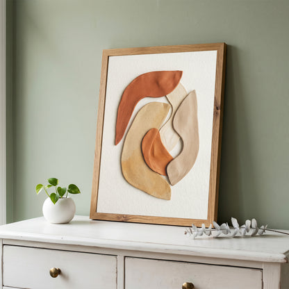 Terracotta Ceramic Shapes Wall Art | Minimalist Abstract Earth Tone Print