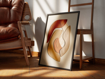 Terracotta Ceramic Shapes Wall Art | Minimalist Abstract Earth Tone Print