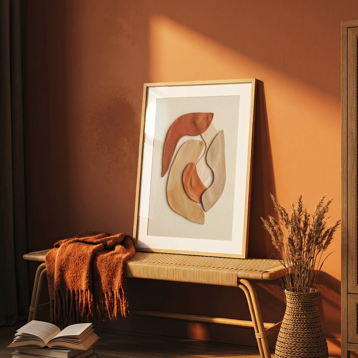 Terracotta Ceramic Shapes Wall Art | Minimalist Abstract Earth Tone Print