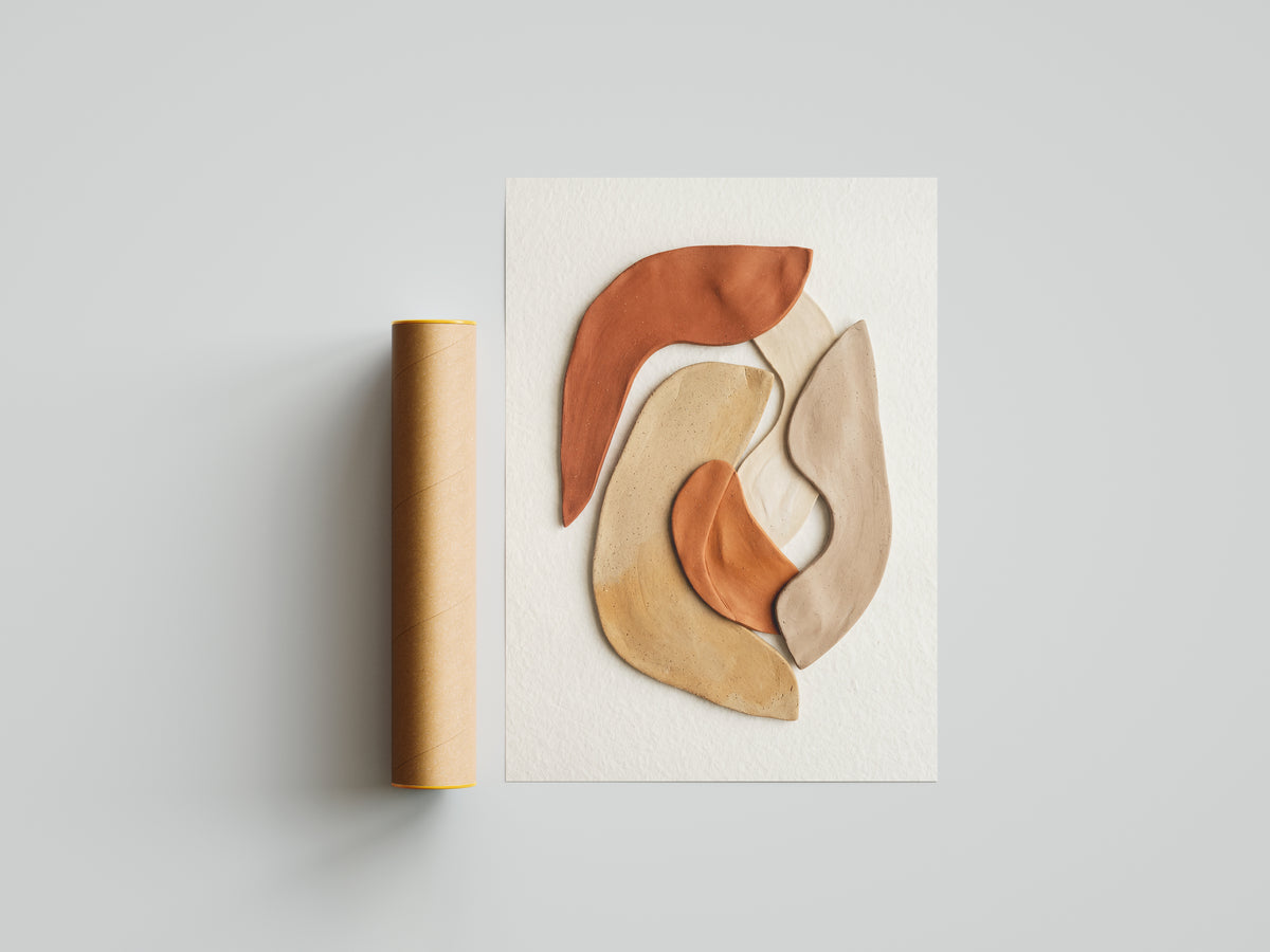 Terracotta Ceramic Shapes Wall Art | Minimalist Abstract Earth Tone Print
