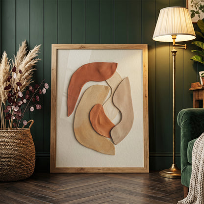 Terracotta Ceramic Shapes Wall Art | Minimalist Abstract Earth Tone Print