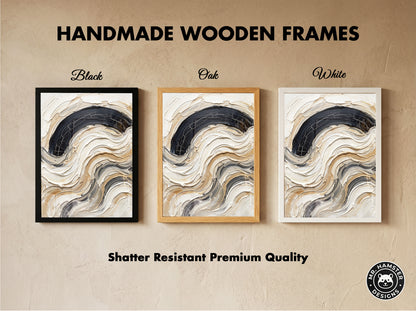 Textured Impasto Wave Art Print - Neutral Japandi Plaster