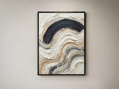 Textured Impasto Wave Art Print - Neutral Japandi Plaster