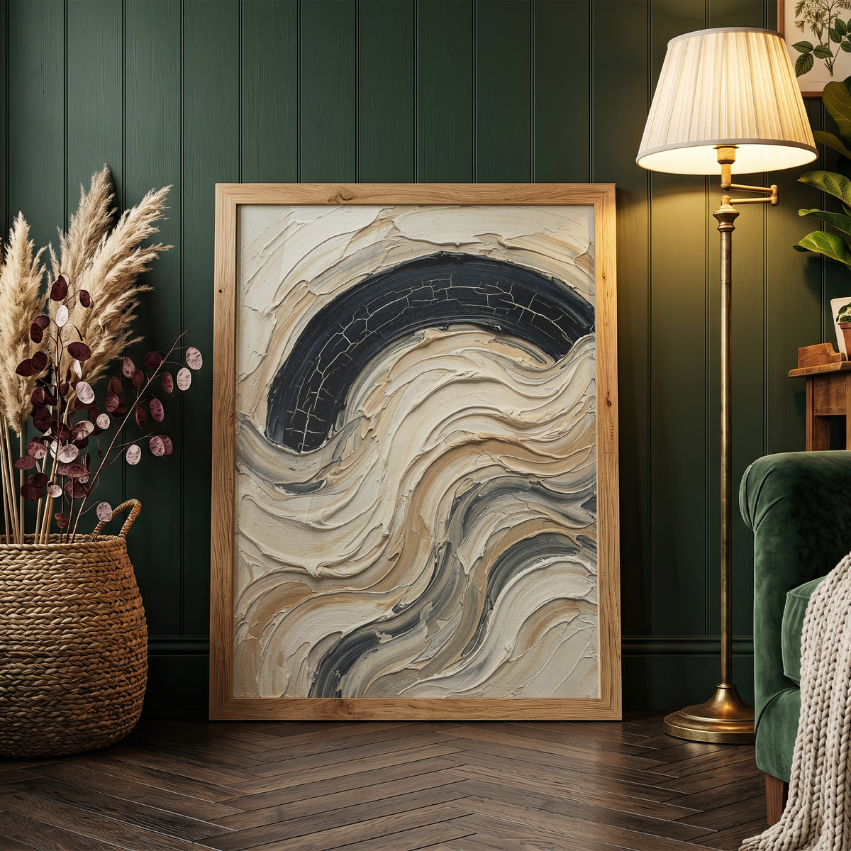 Textured Impasto Wave Art Print - Neutral Japandi Plaster