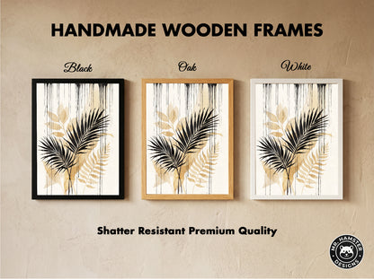 Tropical Palm Fronds & Ink Drip Print - Sepia Botanical