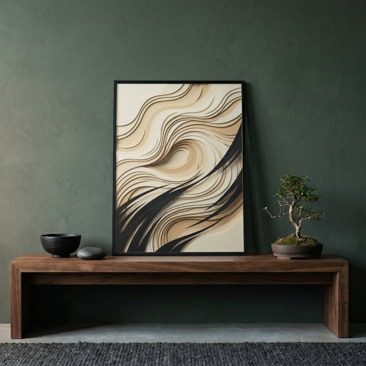 3D Paper Cut Wave Sculpture Print - Topographic Japandi