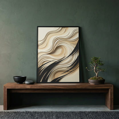 3D Paper Cut Wave Sculpture Print - Topographic Japandi