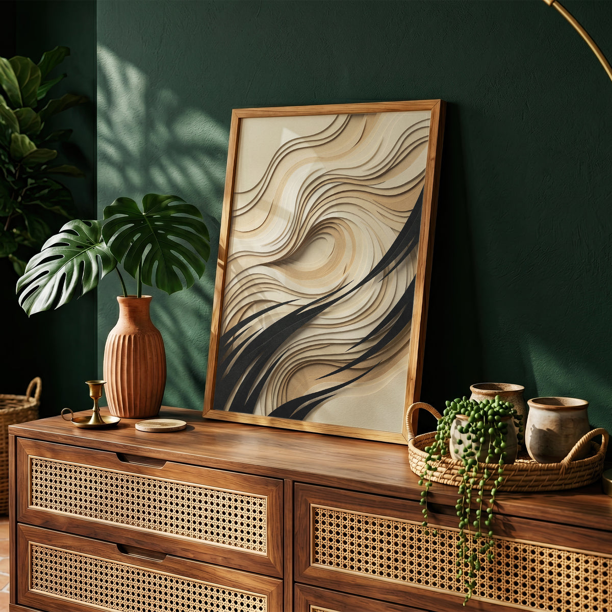 3D Paper Cut Wave Sculpture Print - Topographic Japandi