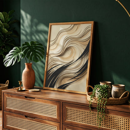 3D Paper Cut Wave Sculpture Print - Topographic Japandi