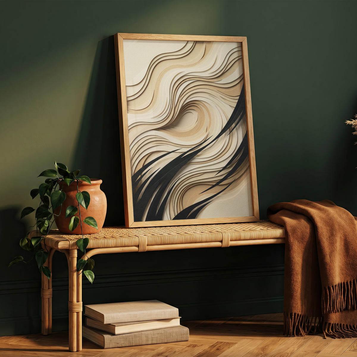 3D Paper Cut Wave Sculpture Print - Topographic Japandi