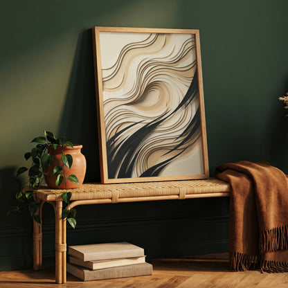 3D Paper Cut Wave Sculpture Print - Topographic Japandi
