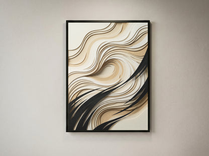 3D Paper Cut Wave Sculpture Print - Topographic Japandi