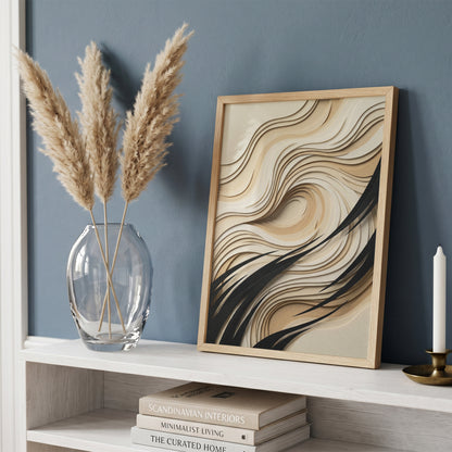 3D Paper Cut Wave Sculpture Print - Topographic Japandi