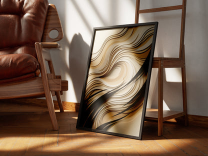 3D Paper Cut Wave Sculpture Print - Topographic Japandi