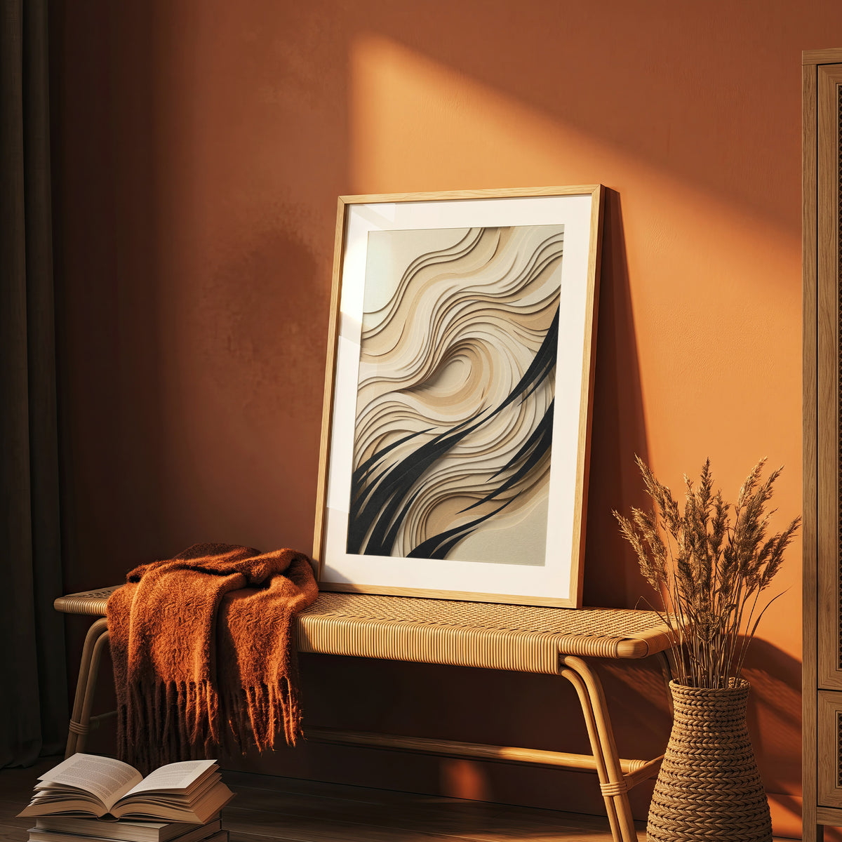 3D Paper Cut Wave Sculpture Print - Topographic Japandi