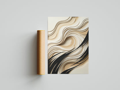 3D Paper Cut Wave Sculpture Print - Topographic Japandi