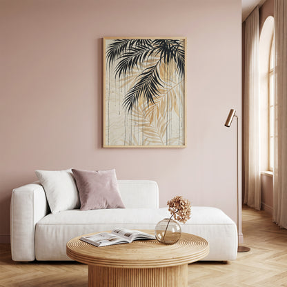 Hanging Palm Canopy & Ink Drip Print - Tropical Japandi