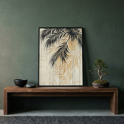Hanging Palm Canopy & Ink Drip Print - Tropical Japandi