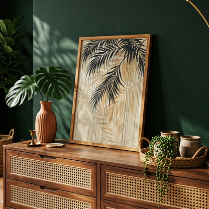 Hanging Palm Canopy & Ink Drip Print - Tropical Japandi