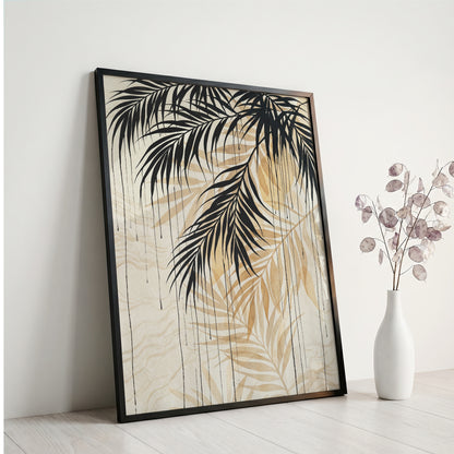 Hanging Palm Canopy & Ink Drip Print - Tropical Japandi