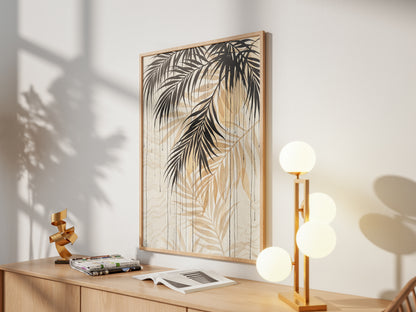 Hanging Palm Canopy & Ink Drip Print - Tropical Japandi