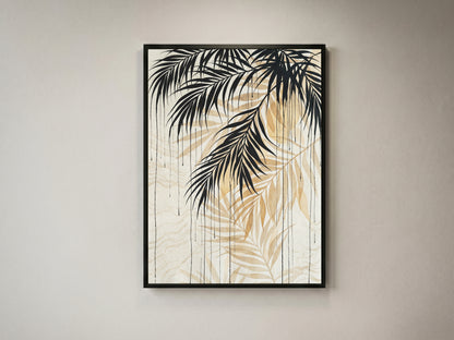 Hanging Palm Canopy & Ink Drip Print - Tropical Japandi
