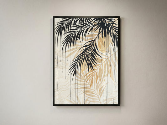 Hanging Palm Canopy & Ink Drip Print - Tropical Japandi