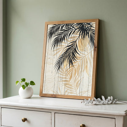 Hanging Palm Canopy & Ink Drip Print - Tropical Japandi