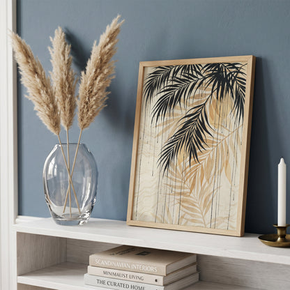 Hanging Palm Canopy & Ink Drip Print - Tropical Japandi