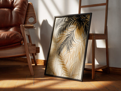 Hanging Palm Canopy & Ink Drip Print - Tropical Japandi